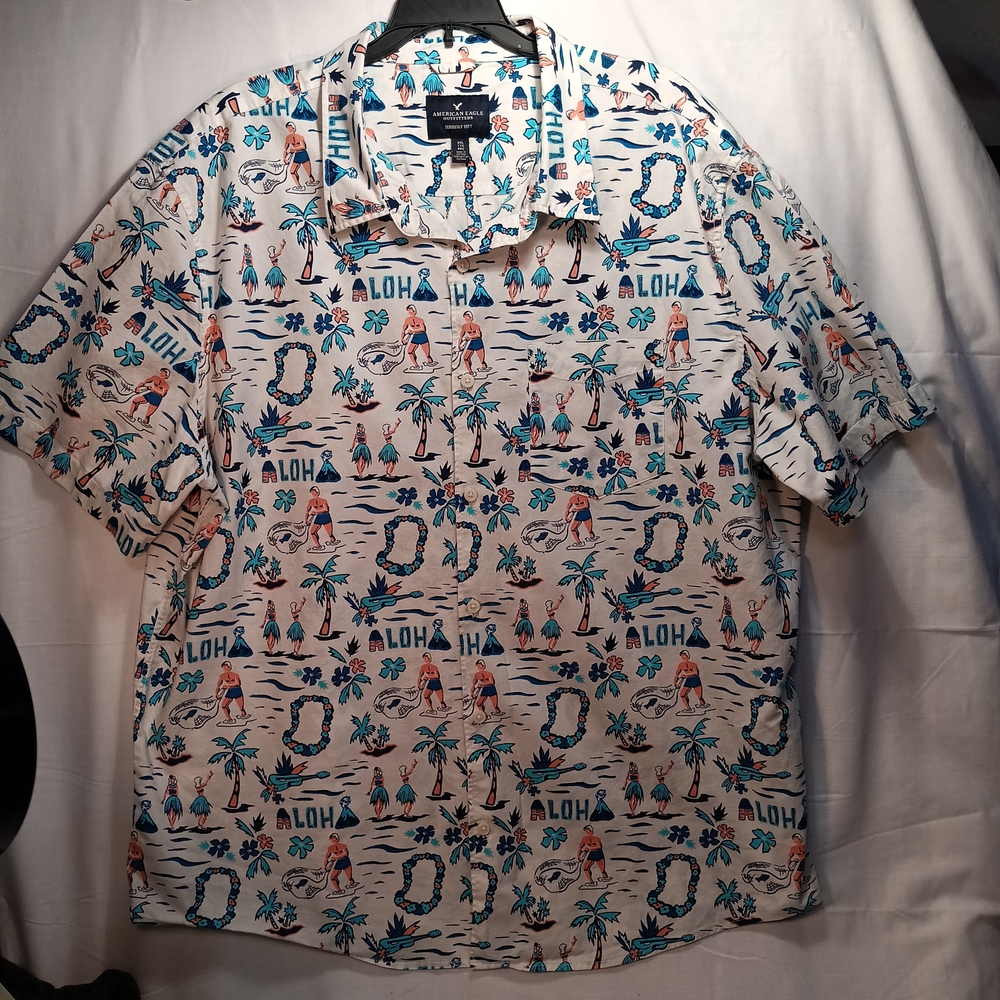 American Eagle Seriously Soft Aloha Print Shirt Size XXL